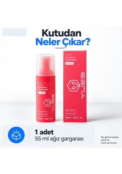 Yues Çilek Aromalı Alkolsüz Köpük Ağız Gargarası 55 Ml