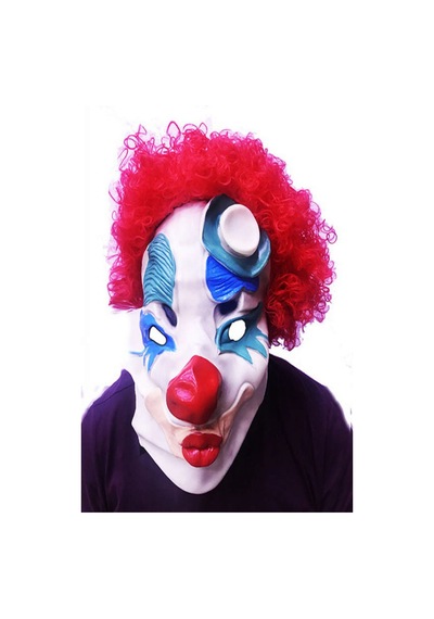 Cosmotex Kırmızı Renk Afro Bonus Peruklu Palyaço Lateks Et Maske