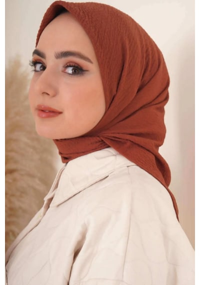 Melodi Scarf Kadın Tesettür Mio Caz Eşarp Hijab Kiremit Kiremit
