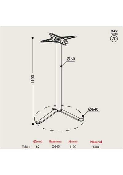 Gürçayhırdavat Toplanır Masa Ayağı 11.507.A - Taban Çapı 64Cm 110Cm
