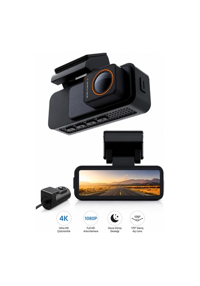 Harvox 4k Pro Araç İçi Kamera Seti 2 Kameralı 4k Ön + 1080p Arka , Wi-fi, Gps Park Modu