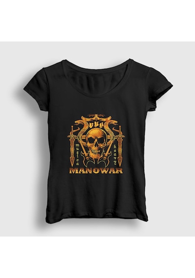 Presmono Kadın God Of Fire Manowar T-shirt Siyah