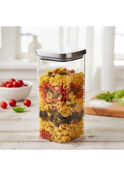 Balsa 1400ml Sızdırmaz Vakumlu Metal Kapaklı Borosilikat Cam Kavanoz Hava Geçirmez & Dayanıklı Gıda Saklama Kabı 10cm X 21cm 7009