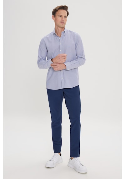 AC&Co / Altınyıldız Classics Erkek Beyaz Mavı Slim Fit Dar Kesim Düğmeli Yaka Çizgili Gömlek Beyaz Mavı AC&Co / Altınyıldız Classics Erkek Beyaz Mavı Slim Fit Dar Kesim Düğmeli Yaka Çizgili Gömlek Beyaz Mavı