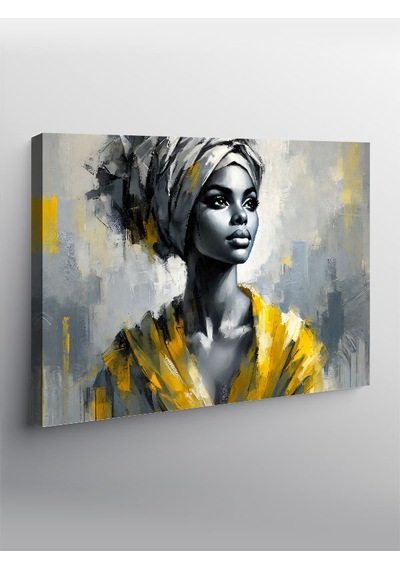 Kanvas Tablo Altın Işıklı Afrikalı Kadın