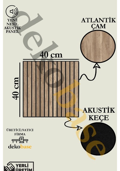 Atlantik Çam 10 Adet 40x40cm Yeni Nesil Akustik Ahşap Duvar Paneli