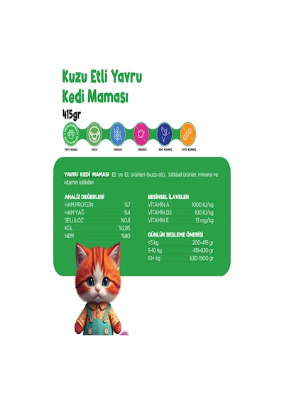 Propaw Kuzu Parça Etli Jöleli Premium Tahılsız Yavru Kedi Maması 12 x 415 G
