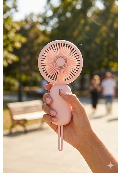 Taşınabilir Mini El Fanı Şarjlı Vantilatör Pembe Type-c Fn-65