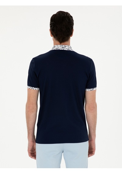 Lacivert Slim Fit Polo Yaka Merserize T-shirt