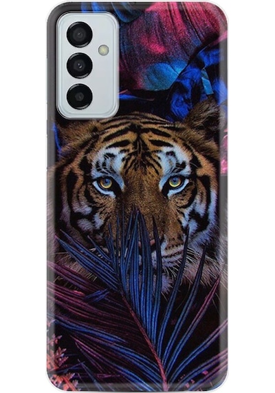 Samsung Uyumlu Galaxy A04S Kilif Resimli Silikon Flowers Tiger 1319 556612990