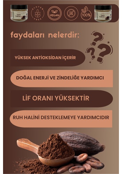 Ham Kakao Tozu 100 G Cam Kavanoz - Doğal , Katkısız , Koruyucusuz , Premium