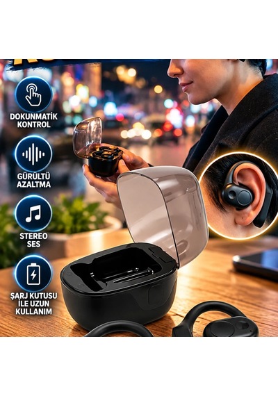 Dokunmatik Kontrollü Şarj Kutulu Kablosuz Kulaklık Stereo Ses Ve Gürültü Azaltma Özellikli 00