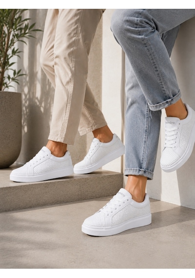 Günlük Rahat Taban Bağcıklı Sneaker Spor Ayakkabı Beyaz