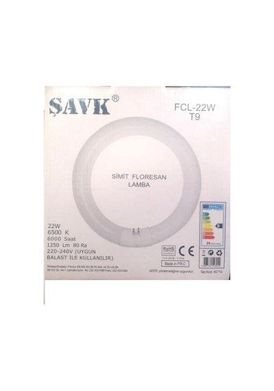Şavk 22W Simit Floresan G10Q 22W/865