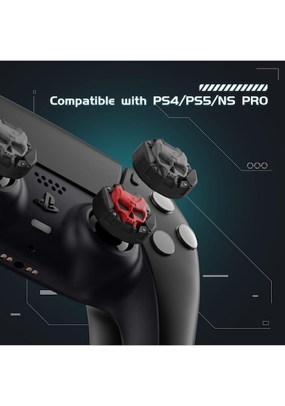 3d Skull Ps5/ps4/ps3/xbox One/one X/one S/series X/series S 3d Analog Silikon Koruyucu -4 Adet Siyah/4