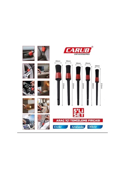 Power Tuning Araç İçi Temizleme Fırçası Detaylı 5 Li Fırça Seti