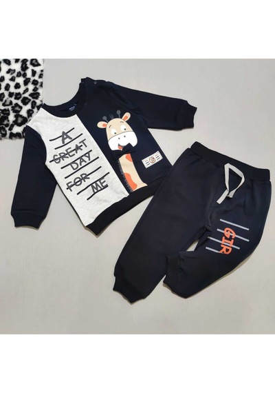 İkili Baskılı 6,12,18,24 Ay Bebe Takımı Siyah