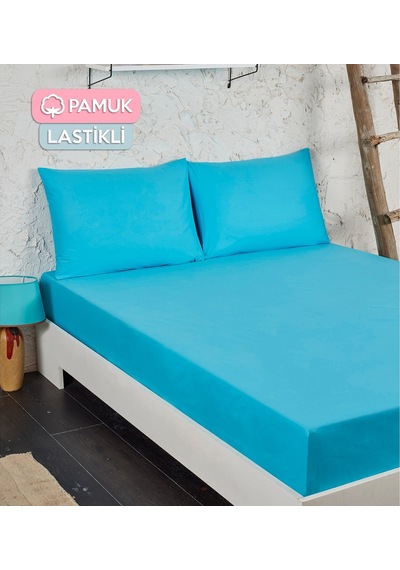 Çift Kişilik Lastikli Çarşaf Pamuklu Havlu Kumaş 160x200 Turkuaz