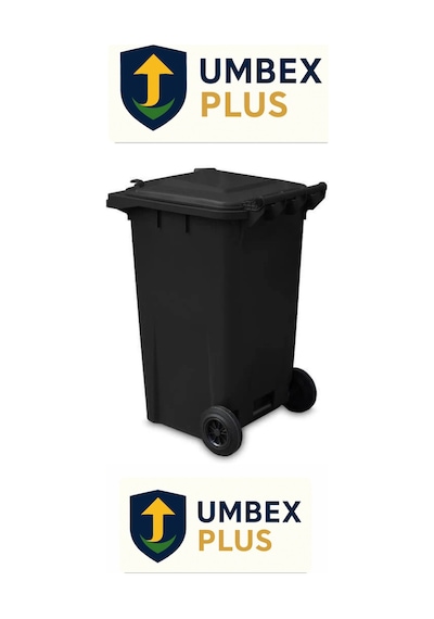 Umbex Plastik Çöp Konteyneri 240 Litre Konteyner - A+ Isıya Dayanıklı Malzeme - Siyah