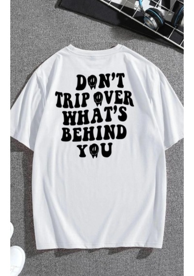 Altamira Unisex Beyaz Don't Sırt Baskılı Oversize T-shirt 001
