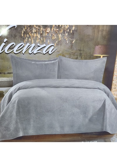 Vicenza Çift Kişilik Tay Tüyü Yatak Örtüsü Gri