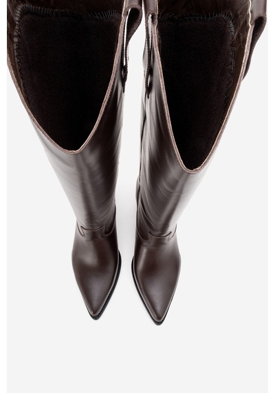 Luvishoes Anıa Kahverengi Cilt Hakiki Deri Kadın Western Çizme Kahverengi
