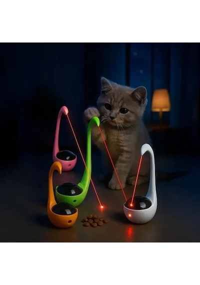 Zenviya21 Kuğu Şeklinde Lazerli Ve Mama Hazneli Kedi Oyuncağı Zenya785