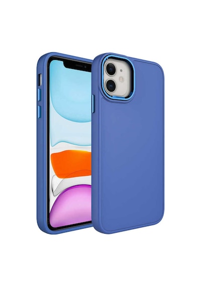 Apple iPhone Uyumlu 11 Metal Çerçeve Ve Buton Tasarımlı Silikon Tknr Luna Kılıf sierra Mavi