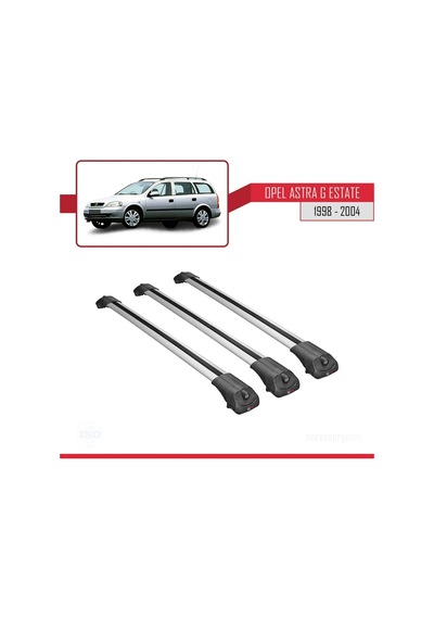 Opel Astra G Sw 1998-2004 Arası İle Uyumlu Ace-1 Ara Atkı Tavan Barı Gri 3 Adet Bar