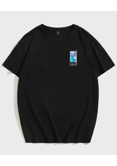 Bet's Unisex Baskılı Oversize T-shirt - Siyah Siyah