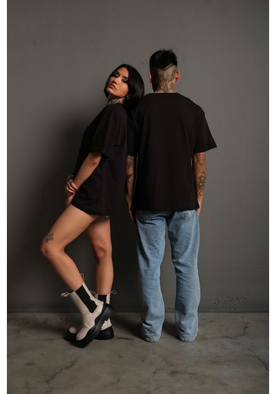 Technomonkey Oversize Siyah Baskısız Unisex Tişört