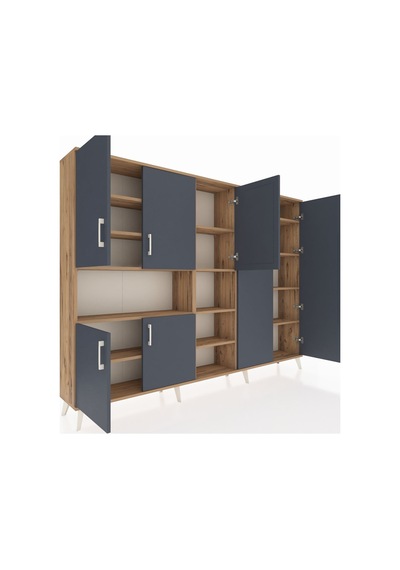 Arges Dolap 13 Raflı 7 Kapaklı 220x30x163 Çam-antrasit/çam Çam-antrasit/çam Arges Dolap 13 Raflı 7 Kapaklı 220x30x163 Çam-antrasit/çam Çam-antrasit/çam