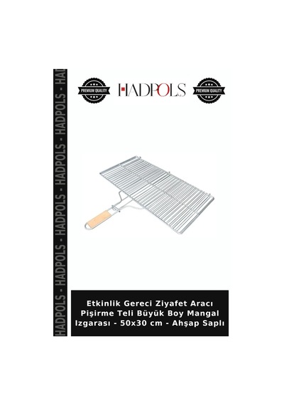 Etkinlik Gereci Ziyafet Aracı Pişirme Teli Büyük Boy Mangal Izgarası - 50x30 Cm - Ahşap Saplı