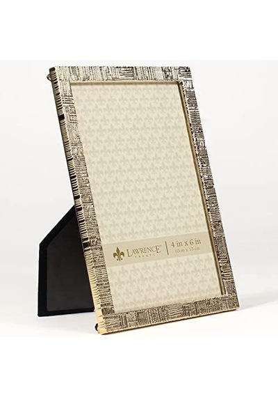 4x6 Gold Metal Picture With Linen Pattern