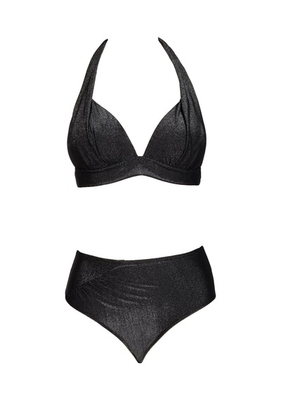 Endeep Beria Kadın Yarım Dolgulu Simli Siyah Bikini Takımı Simli Siyah