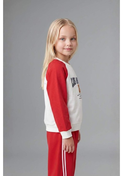 Defacto Regular Fit Ayıcıklı Uzun Kollu Üst Lastikli Paça Alt 2li Takım Kız Bebek I3661a526aurd70 Kırmızı-rd70