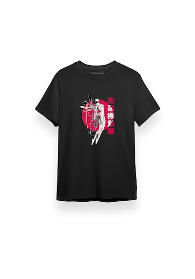 Ghost İn The Shell Anime Pink White Poster 1 Siyah Kısa Kol Erkek Tshirt 001