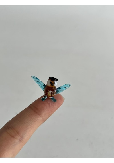 El Yapımı Mini Murano Cam Baykuş Biblo A100-01