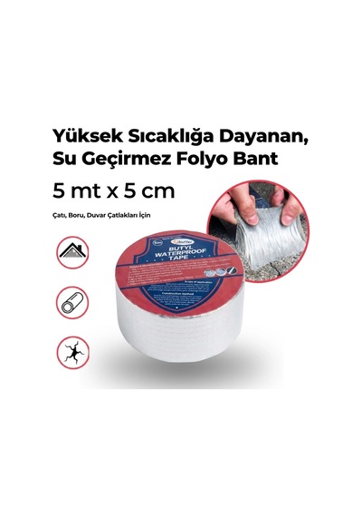 Ultra Dayanıklı Su Geçirmez Yapışkan Bant Folyo 5 Cm Çatı Onarıcı