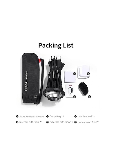 Ulanzi As-045 Izgaralı Ve Gridli Softbox 45cm 3308