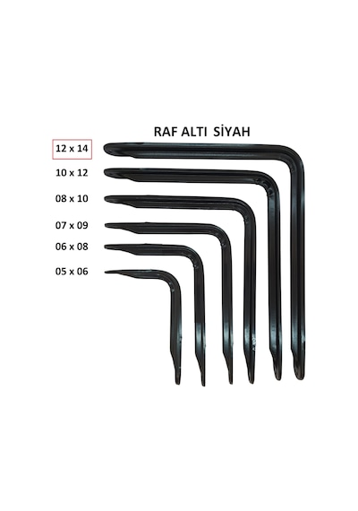 Metal Boyalı Lüx Siyah Raf Altı 12x14 - (2 Adet)