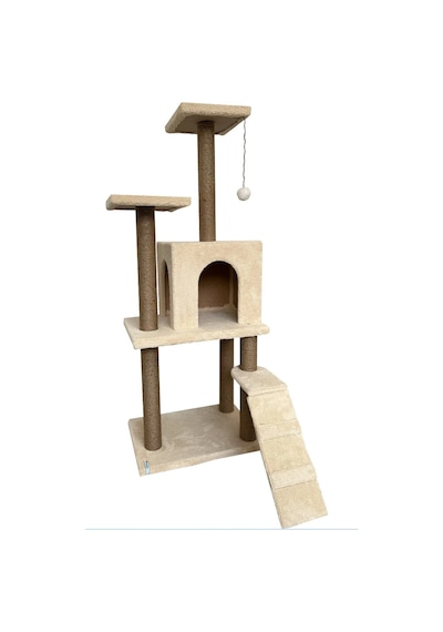 Nursoft B-08 Bej Kedi Tırmalama Evi ve Kedi Oyun Evi