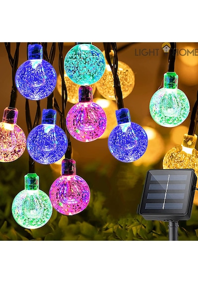 Lighthome Renkli Kristal Güneş Enerjili Solar Led Işık 50 Led 7 M