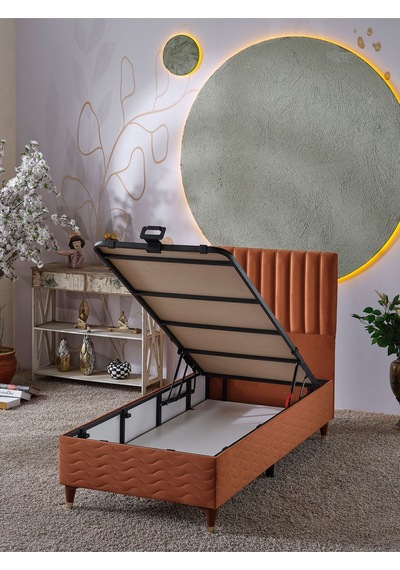 Beehanem Bengü 90x190 Tek Kişilik Baza+başlık+yatak 3 Lü Set Krem 90 X 190