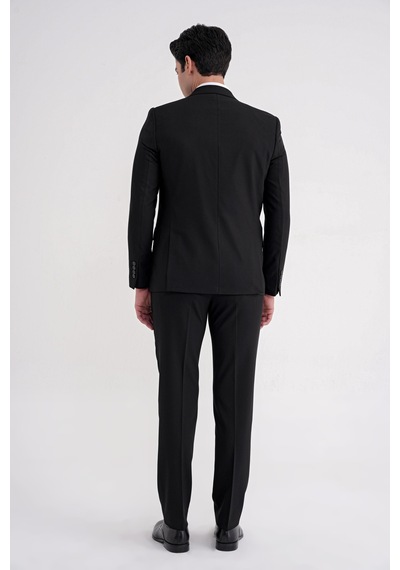Efor Slim Fit Çift Yırtmaç %97 Yün Esnek Siyah Yelekli Klasik Takım Elbise Tk 937 Siyah Efor Slim Fit Çift Yırtmaç %97 Yün Esnek Siyah Yelekli Klasik Takım Elbise Tk 937 Siyah