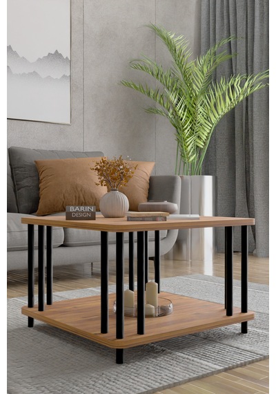 Modern Kare Orta Sehpa Çift Katlı Siyah Metal Ayaklı Salon, Ofis, Dekoratif Masa Atlantik Çam Modern Kare Orta Sehpa Çift Katlı Siyah Metal Ayaklı Salon, Ofis, Dekoratif Masa Atlantik Çam