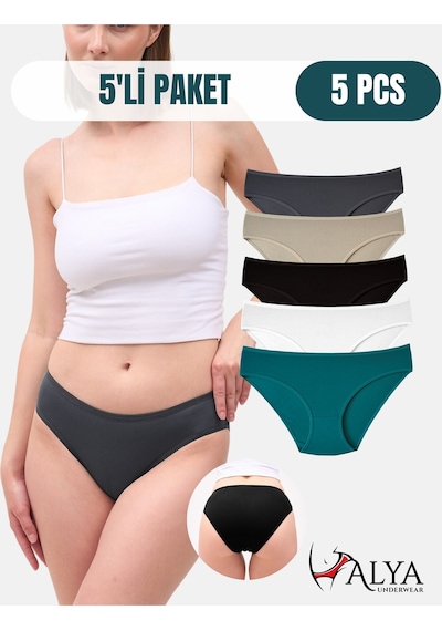Alya Underwear Kadın Pamuklu Hipster - Slip Külot 5 Farklı Renk 1 Pakette Multicolor-p10