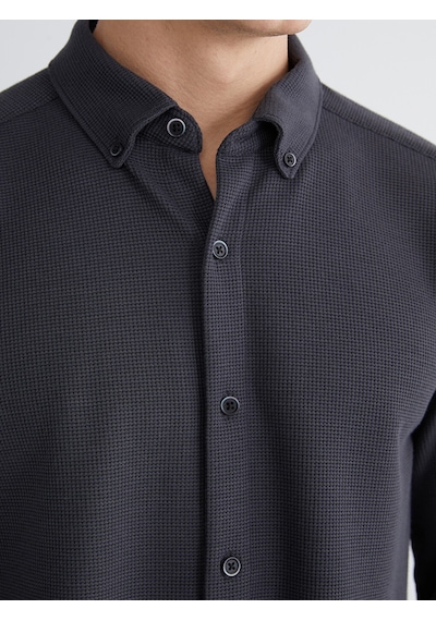 Lcw Vision Antrasit Slim Fit Uzun Kollu Erkek Dokulu Gömlek
