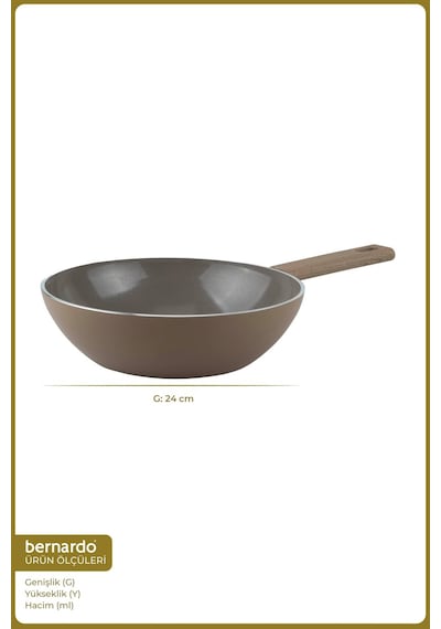Bernardo Natura Seramik Wok Tava Kahverengi 24cm Bej - Kahverengi