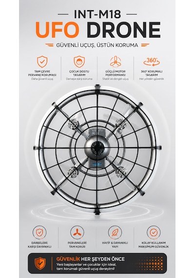 Int-m18 Ufo Drone Led Işıklı Hd Kameralı Drone Uzaktan Kumandalı